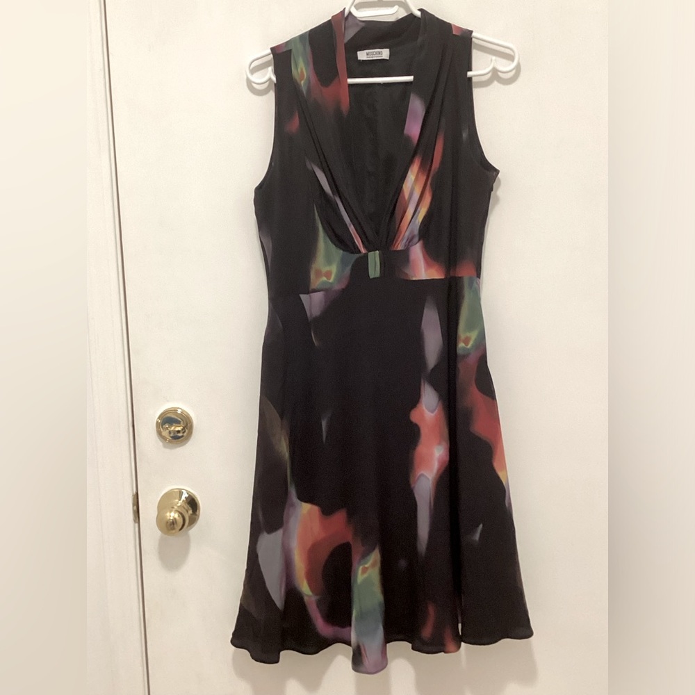 Moschino 100% silk fit and flare dress. Size 10.